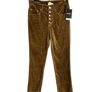 Oat ModCloth High Rise Corduroy Cropped Pants Brown NWT Size 25
